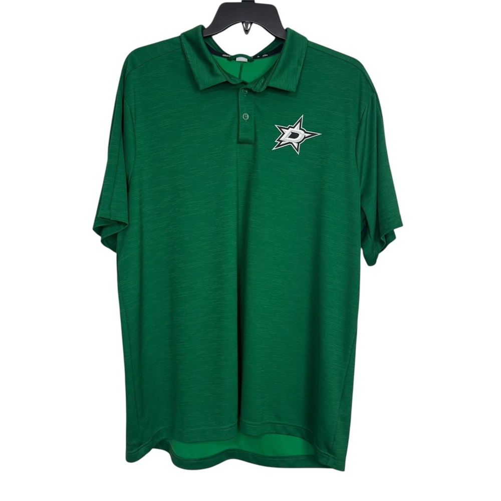 Men's Dallas Stars Polo Adidas Kelly Green Game Day Shirt Size 2XL Performance